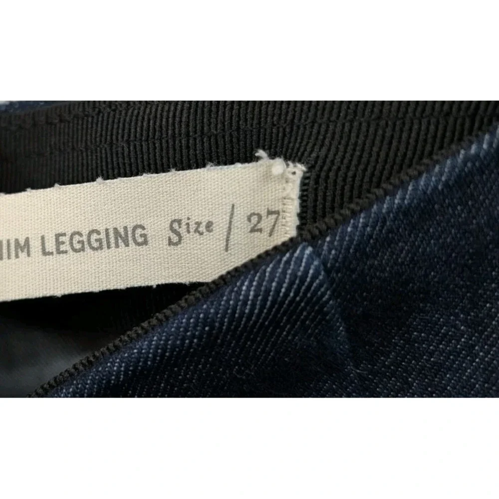 Anthro Pilcro & The Letterpress Womens High Rise Denim Leggings Sz 27 Dark Wash‎